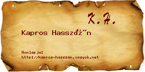 Kapros Hasszán névjegykártya